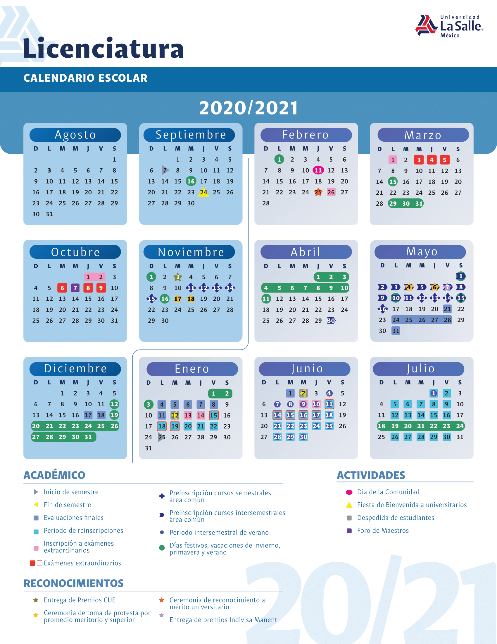 Calendarios calendario escolar la salle