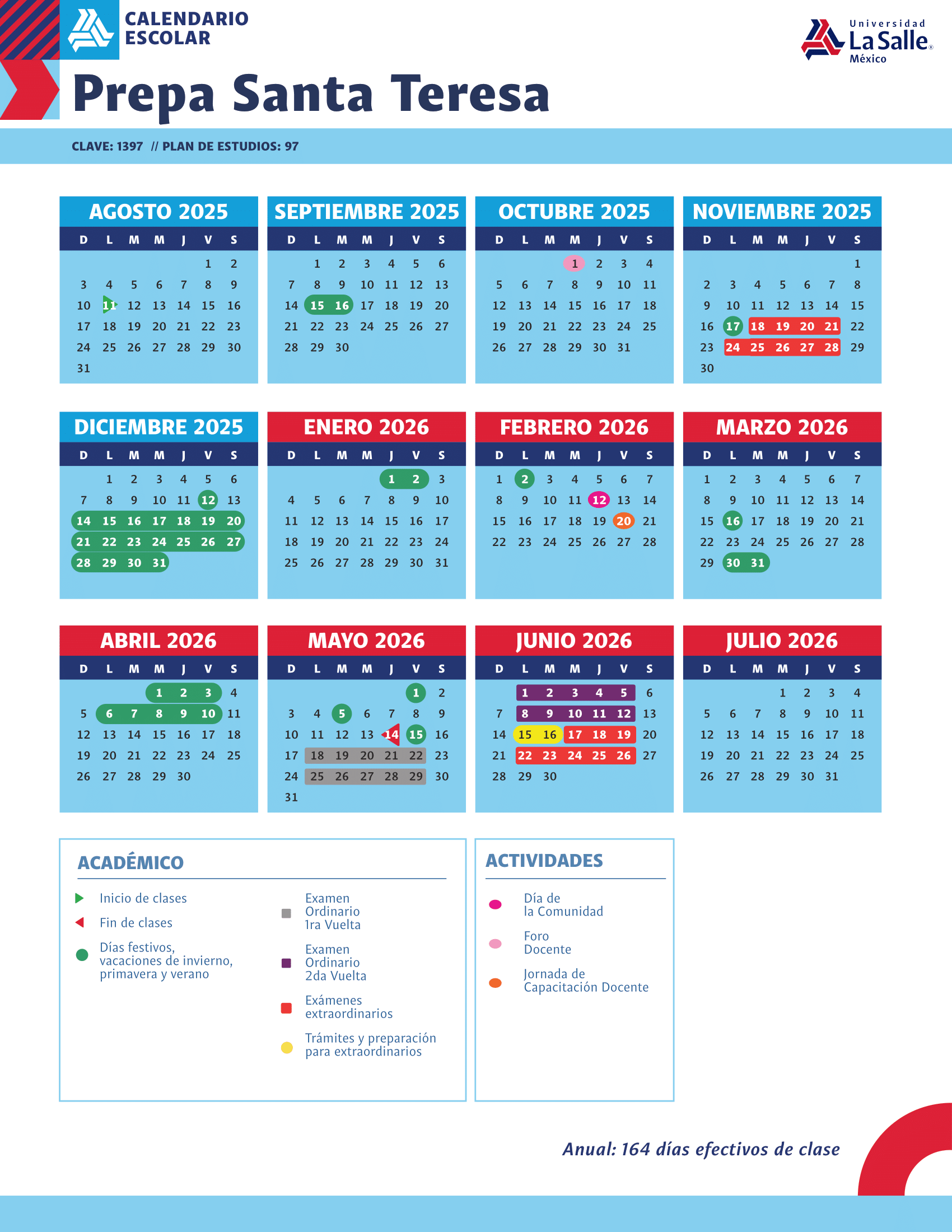 Calendario Prepa Santa Teresa