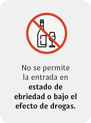 No se permite el acceso bajo la influencia de drogas