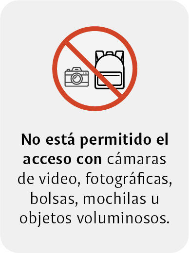 No se permite el acceso con cámaras o mochilas